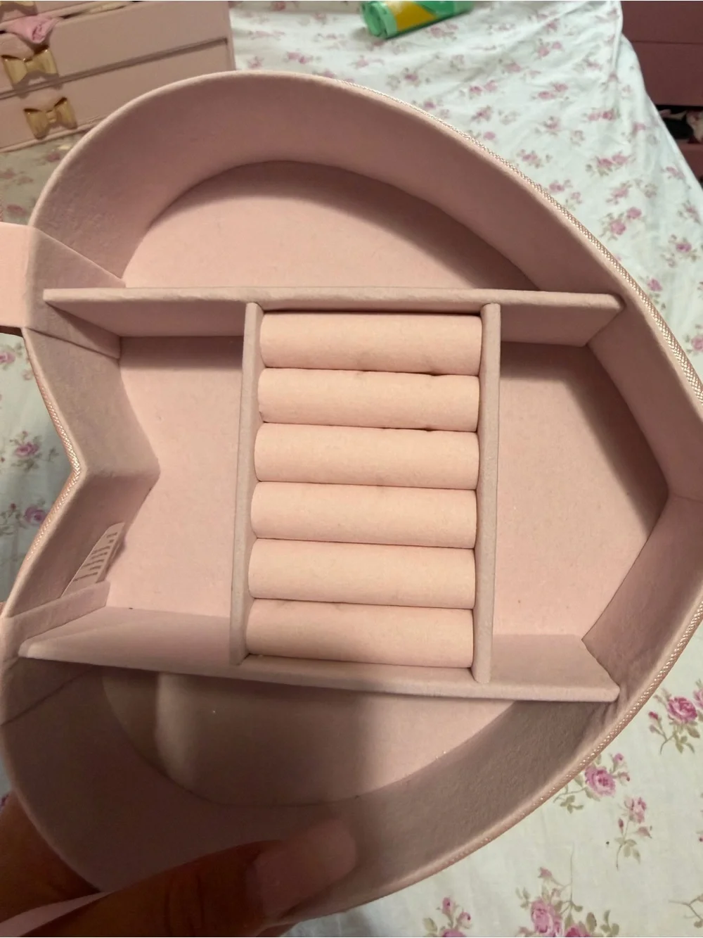 Heart-Shaped Pink Jewelry & Makeup Organizer Case with Mirror